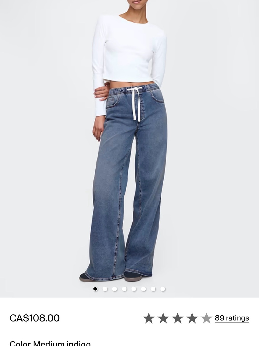 GAP Wide-Leg Drawstring Jeans in Medium Indigo